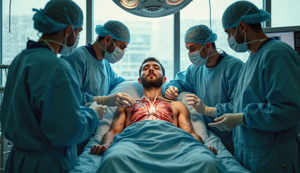 masterpiece, highest quality, (solo focus), (perfect face:1.1), (high detail:1.1), (hyper detailed eyes),Male patient on operating table、Bright torture chamber、Dirty white gown、1XGALX Mistress 、performing abdominal dissection 2、(Sadistic Indonesia ghost lady opening her laparotomy:2)、1XGメンバーミストレス with scalpel for surgical surgery、A crazy smile、Look at viewers、Enjoying pulling out the internal organs