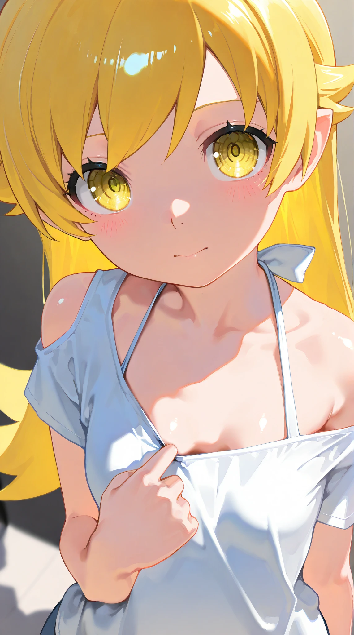 (8k, RAW photos, top quality, masterpiece: 1.2), (High Quality), ray tracing, HDR, (High Details), (Face detail), (Shadow Detail), vrc_hmm, 3d, 3d render, vrchat model, blonde hair, red eyes, 1girl, solo, large breasts, slutty fox costume, fox tail,