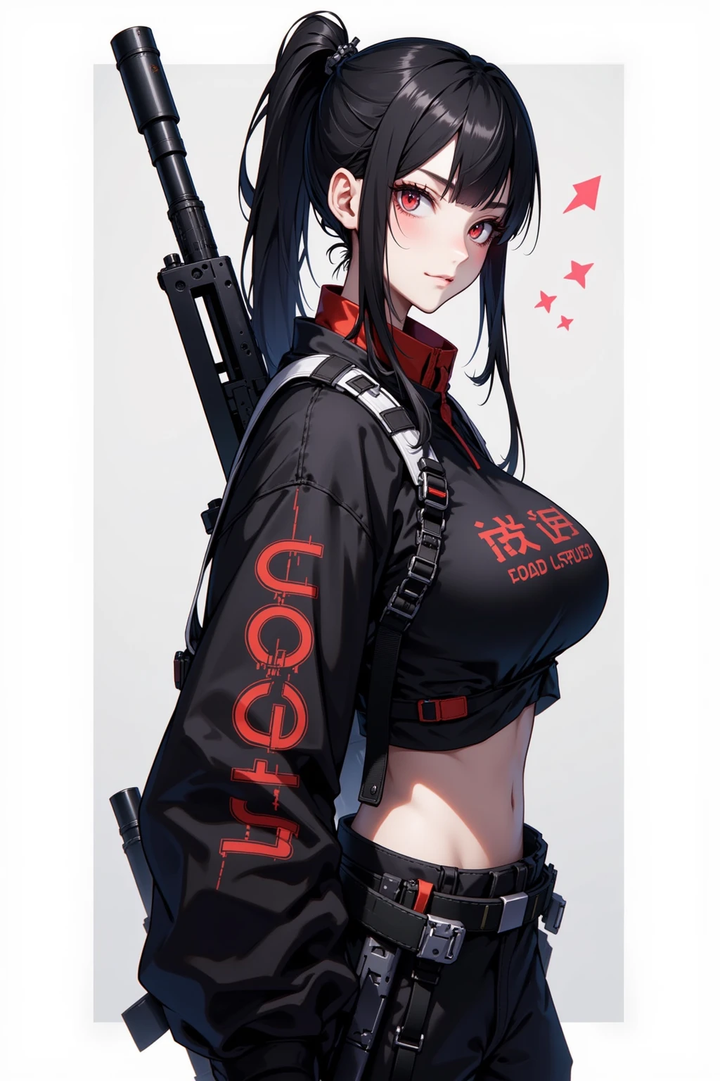 anime girl with a gun and a sign that says battle, from girls frontline, kantai collection style, oppai cyberpunk, seductive anime girl, badass anime 8 k, fine details. girls frontline, guweiz, mechanized soldier girl, best anime 4k konachan wallpaper, girls frontline style, cyberpunk anime girl, female action anime girl, quency character from nikke game