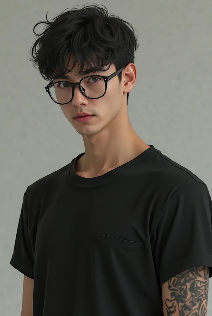 a handsome young man wearing a black shirt plus glasses and the name Egi