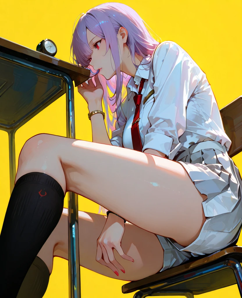 (high resolution, Practical, 4K, Extremely detailed, masterpiece:1.2),1 hermaphrodite girl, , Unisex, Shiny purple eyes, pink medium length hair, student, student製服, Charming beauty