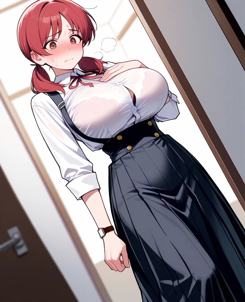 (Highest quality, 8K, masterpiece :1.3),Mrs. Yuigahama,ガハMom, As I expected, my youth romantic comedy is wrong。, One woman,Bun Hair,30 years old,Mom,Orange Hair,nsfw,Plump body,