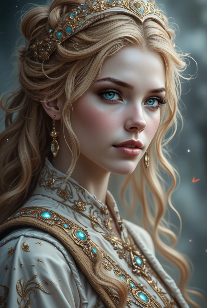 brown eyes, charming, silver hair, red mouth