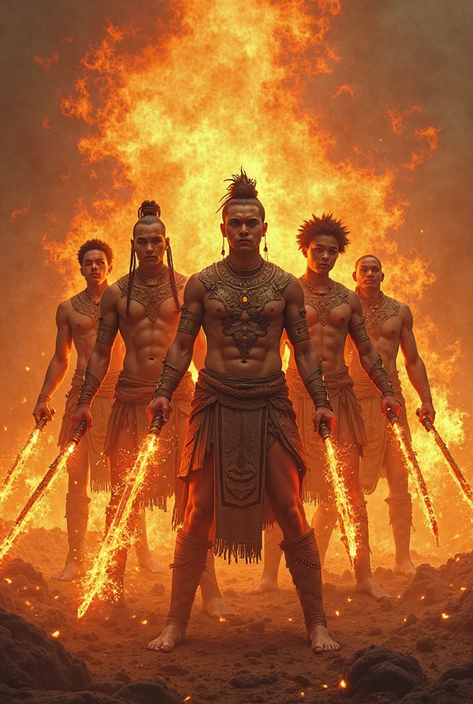 A collection of humans in a burning hell