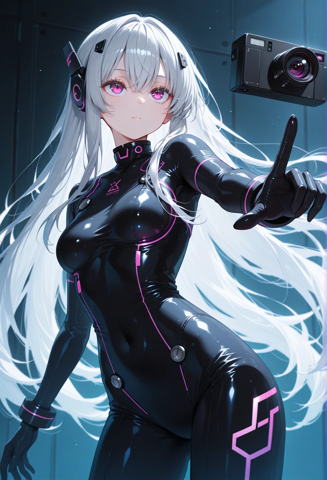 1 Girl, wearing colorful ((laser transparent pvc texture)) clothing, whole body, perfect waist-hip ratio, prism, melancholy expression, beautiful eyes, brilliance, jewelry, portrait, game original painting, anime character concept design, beautiful face, beautiful light on black background