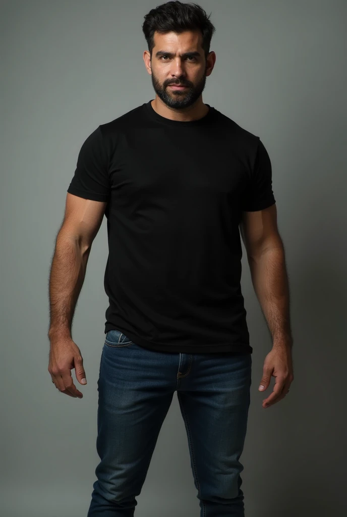 arafed man in black shirt and black jeans standing in front of a wall, full body picture, full body portrait shot, wearing a dark shirt and jeans, full body photogenic shot, full body photo of steve, fullbody photo, long full body shot, portrait full body, full body portrait posing, full-body-shot, full body photograph, full body photoshoot