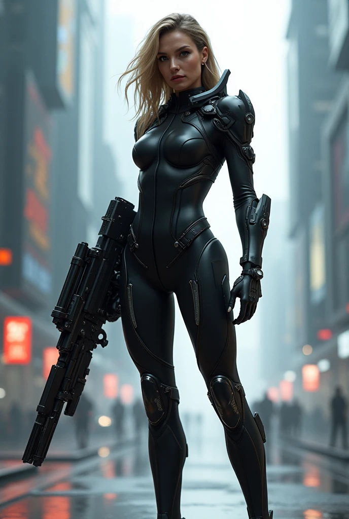 (((Full-length shot))),((Best quality)), ((masterpiece)),(detailed),muscular build and medium breasts .., wears an open black leather vest.., black leather gloves, a short skirt and heavy boots. She has a punk rock look.Hyper-realistic close-up photo of Rose Wilson DC, blue eyes,(Photorealism: 1.4), Create dystopian masterpieces. Post-apocalyptic world. Pay attention to small details, sharp focus. The palms of the hands are clenched into fists.