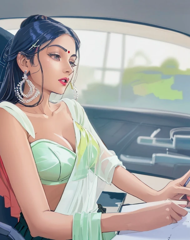 mulher arafa com tatuagens sentada em um carro com uma blusa verde, Mulher de 30 anos de Cuba, Lorena Avarez, Parece Fabiula Nascimento, Marischa Becker, Alanis Guillen, taken in the early 2020s, fernanda suarez, Roxie Vizcarra, Karla Ortiz, Ayahausca