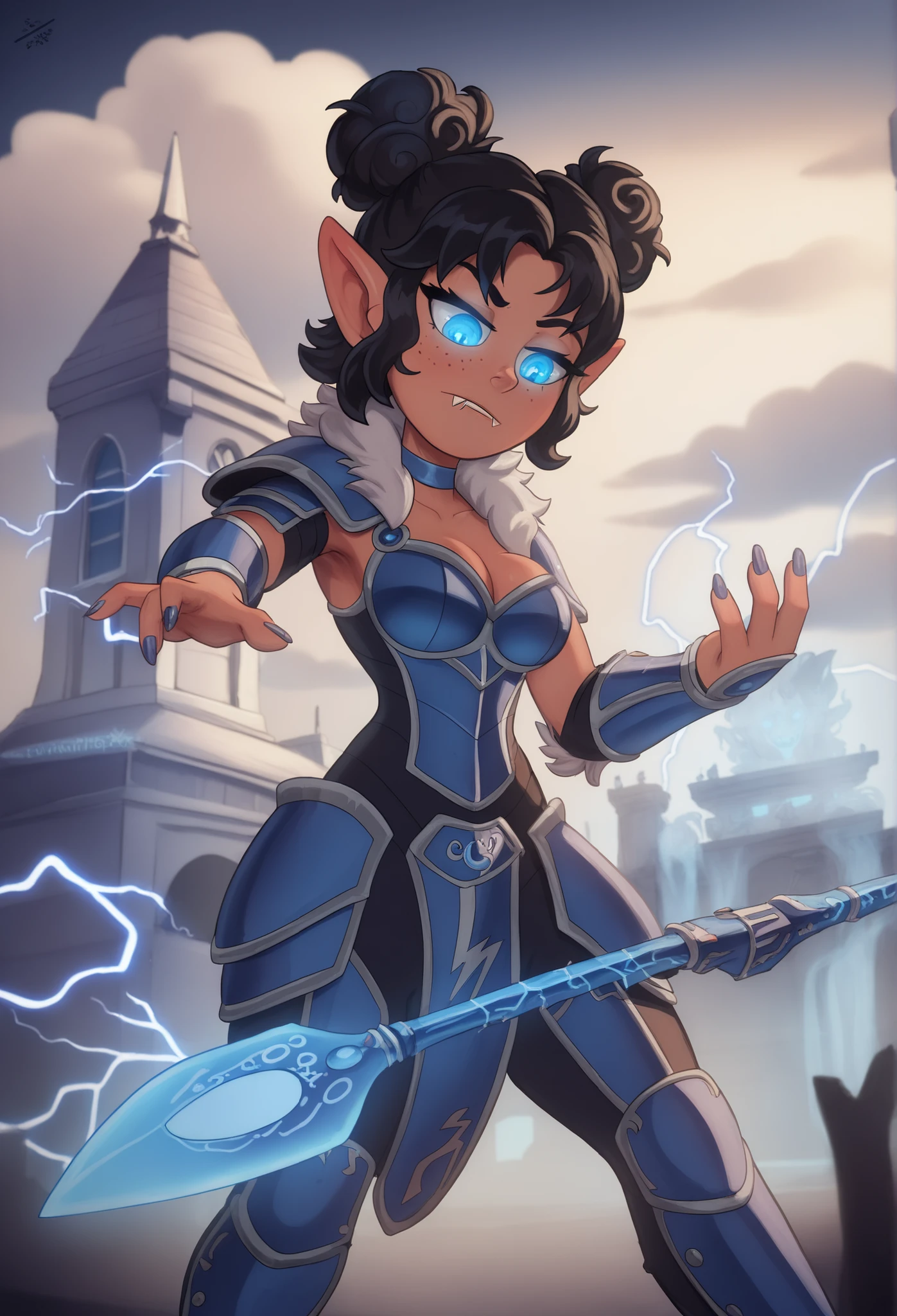 <lora:TA-02-000002:0.6> beautiful (masterpiece, best_quality, ultra-detailed), epic, illustration, 1girl, Lanayadota elf, face mask, black leggings, dynamic pose, epic poster, cinematic lighting, outdoors, high budget, post processing, VFX, detailed face, blue eyes, wrapped ponytail, navy and gold shirt, Pink shoulder sash, in a lush indoor garden, with a dynamic background of splashing water and shards of broken glass, medium breasts, forhead jewel