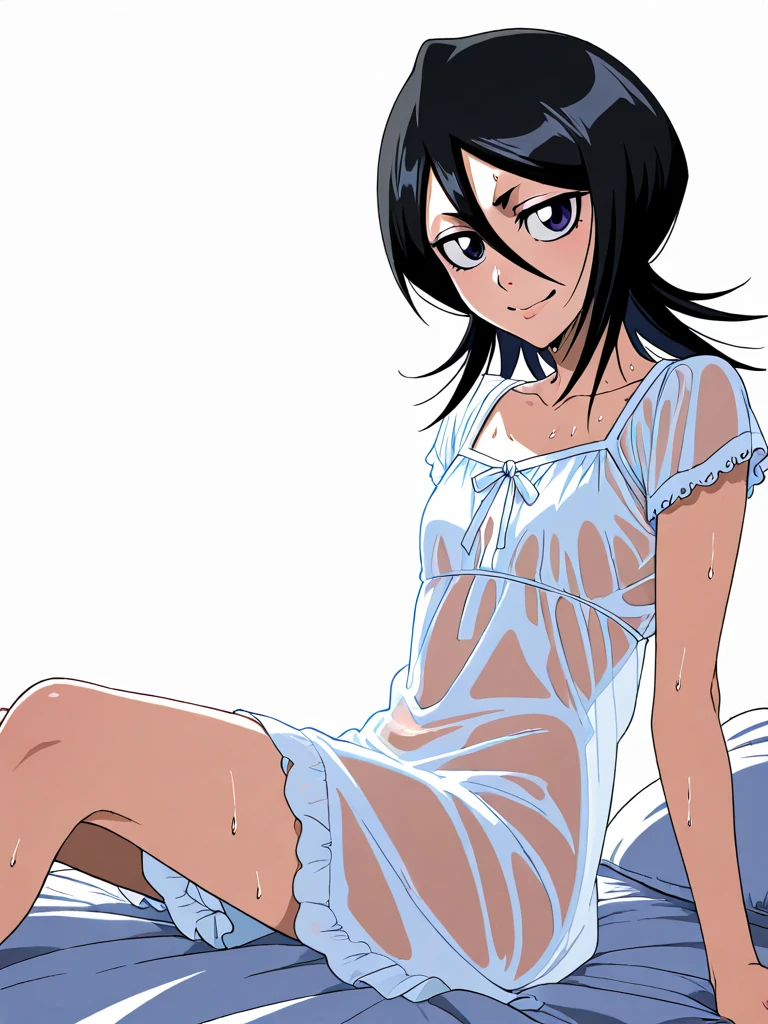 nsfw,cowboy shot,nogami aoi,chibi,glasses,beret,long hair,dark blue hair,(topless,flat chest,nipples),socks,smile,blush,(white panty),lying,bed,spread legs,masterpiece,Noise Reduction,perfect anatomy,high resolution, ultra-detailed,game cg,dutch angle ,beautiful detailed eyes,visualart,five fingers, perfect hands, perfect lighting,