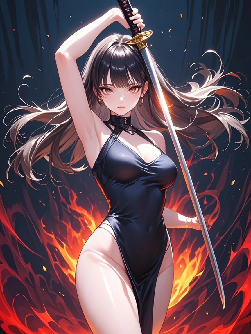 ((Biologically correct limb count)),((Natural finger shape)),((Full Body Shot,Including face)),Standing position,4K,masterpiece,((Focus on the face)),((Symmetrical facial features)),Eye for detailed depiction,Beautiful woman,Great style,Beautiful legs,(Small Ass,Thin thighs),(Patterned black stockings,High heels),Facial details,Small earrings,necklace,Low angle photo,((Red Bikini Swimsuit)),(((Expression of joy))),(((Beach))),(((Swimming in the sea))),(To the camera),Photograph the side of the body,Dark brown hair、Long Hair,Yellow Eyes,No cape needed,