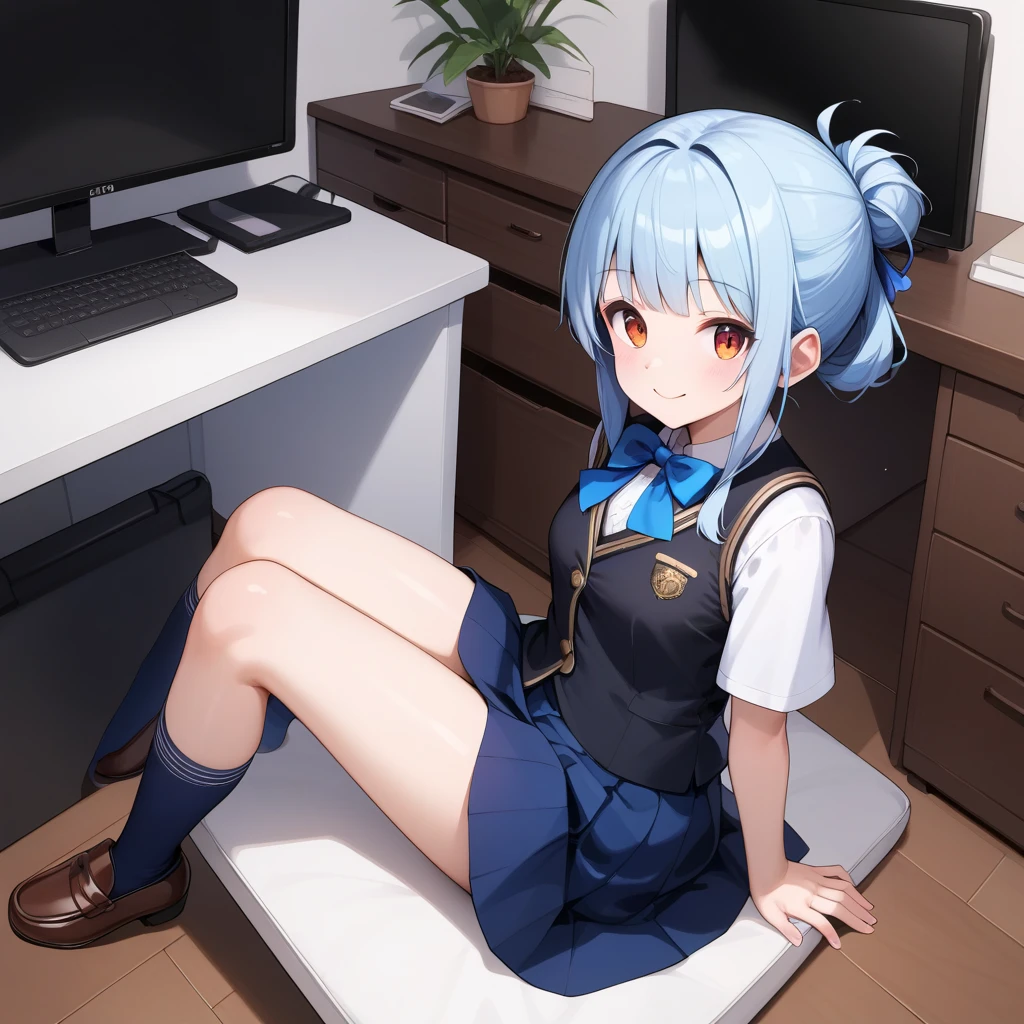 8K, A masterpiece of softcore pornography shot by Kishin Shinoyama, Bast quality,big, RAW Photos, (Ultra-thin contour lines), (1 Girl), Ruri Hoshino, Ruri Hoshino , Dark brown eyes, Star-shaped highlight eye, Silver Hair, Twin tail middle hair, Professional Lighting, (Shiny skin: 1.2), shiny big, ((Highest quality)), Sharp focus: 1.2, Highly detailed face and skin texture, fine grain, Perfect Face, Perfect body, Blur Art, CG, background, milk, in front (18-year-old, Cool and beautiful girl face), wear ((school uniform)), thigh), blush, (Porn Cosplayer), (Camel Toe, White panties), Gravure idol style table, She pulled up her skirt to avoid the heat..、I sat on the desk with my knees raised...。., My favorite girl, Browsing Caution,