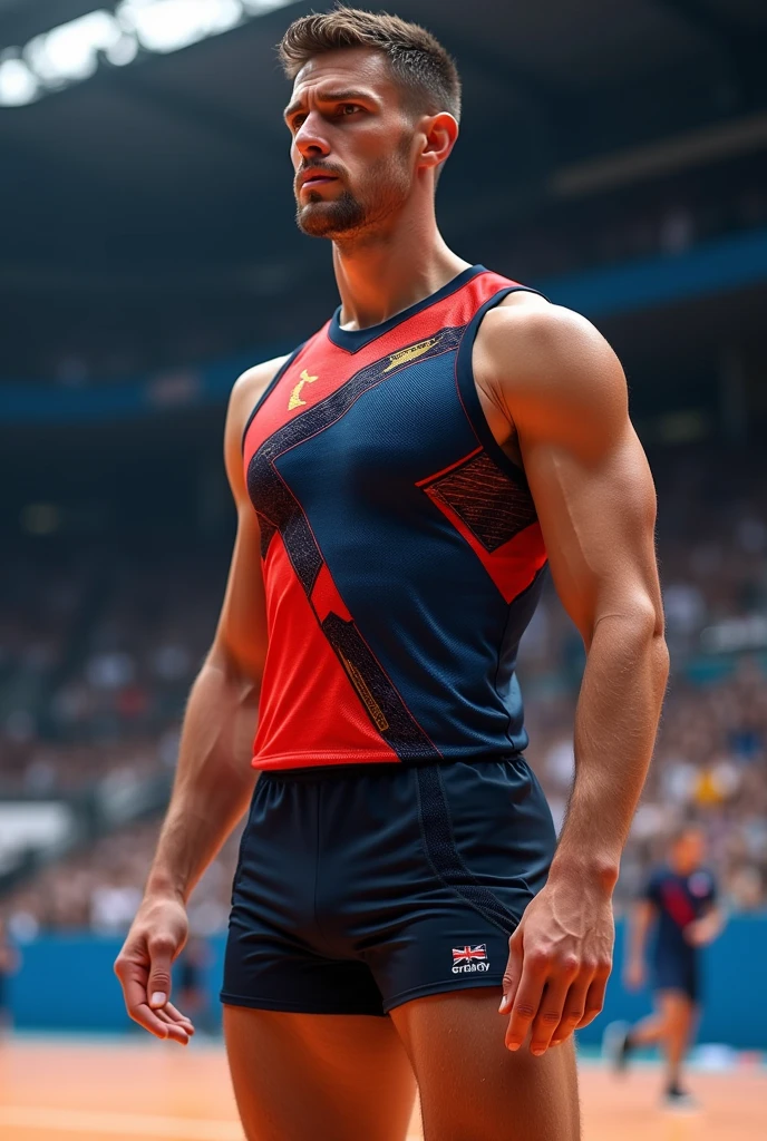 You can make a pentathlon uniform with the ESMIC colors red, blue and green, with style and lycra type Nooo, Darker and with a bit of stripes I like it, but give it a little more color 