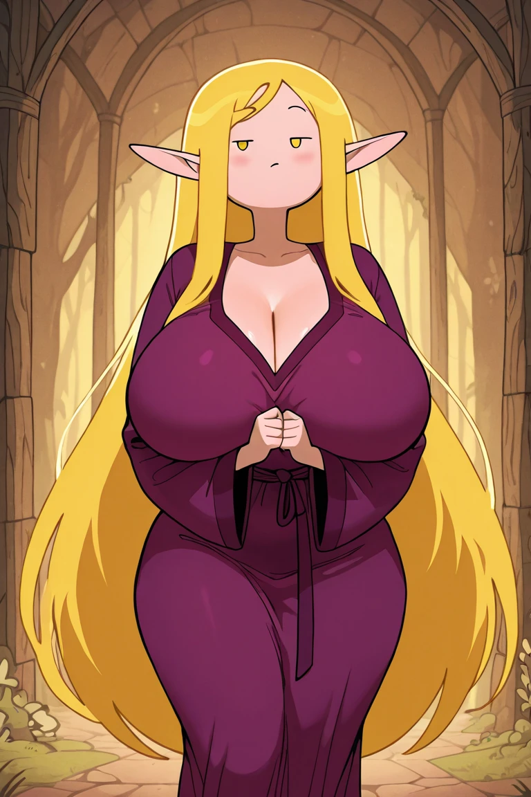 score_9, score_8_up, score_7_up, score_6_up, BREAK
a gorgeous woman: long blonde hair, elf, pale skin, robes, green eyes, wearing mage robes, chubby, praying, priestess, shy expression, forest background, sunny, thong, shiny skin, curvy, breasts, halo of light, huge areolae, areola slip, thick thighs, female pubic hair, pubic hair peek, blonde pubic hair, <lora:PulenKompot-StardustPapi_Style_PonyXL:1> stardustpapi