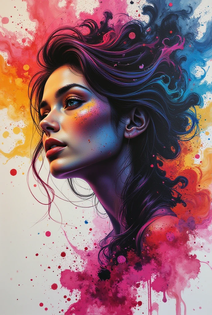 Colorful beautiful woman: a giru 20-years old, messy hair, oil painting, nice perfect face with soft skinice perfect face, blue yellow colors, light purple and violet additions, light red additions, intricate detail, splash screen, (nipples:1.2) 8k resolution, masterpiece, cute face,artstation digital painting smooth veryBlack ink flow: 8k resolution photorealistic masterpiece: intricately detailed fluid gouache painting: by Jean Baptiste Mongue: calligraphy: acrylic: watercolor art, professional photography, natural lighting, volumetric lighting maximalist photoillustration: by marton bobzert:, complex, elegant, expansive, fantastical, wavy hair, vibrant