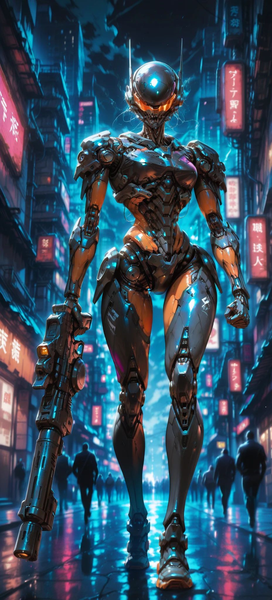 best quality,masterpiece,16K,1 girl,cyberpunk,Luminous headphones,Mechanical jewelry fragments,technical background,Frontal close-up,Pistol-like earpiece mechanical structure,multi-light headphones,Headphones with ultra-complex mechanical structure,Multi-light neck protection,Glows red,Weirdly shaped mechanical headphones,Super complex mechanical headphones,Mechanical armor,Multiple light source points throughout the body,city background,Multiple light source background,skyscrapers,night