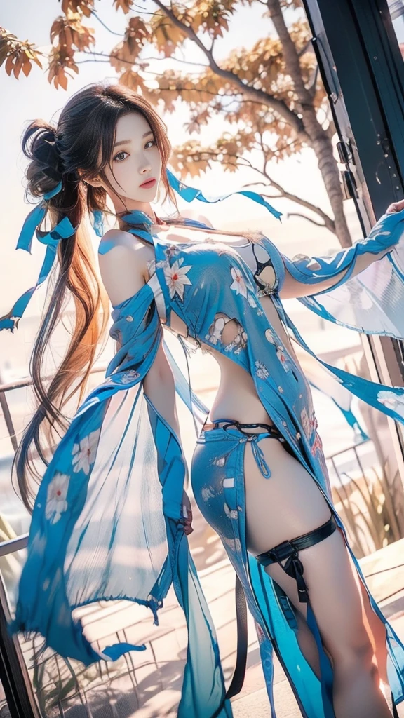 photorealistic, masterpiece, photorealistic, high resolution, soft light, hips up, (blue eyes, pink hair), fake rabbit ears, cheongsam, cheongsam, jewelry, tattoo