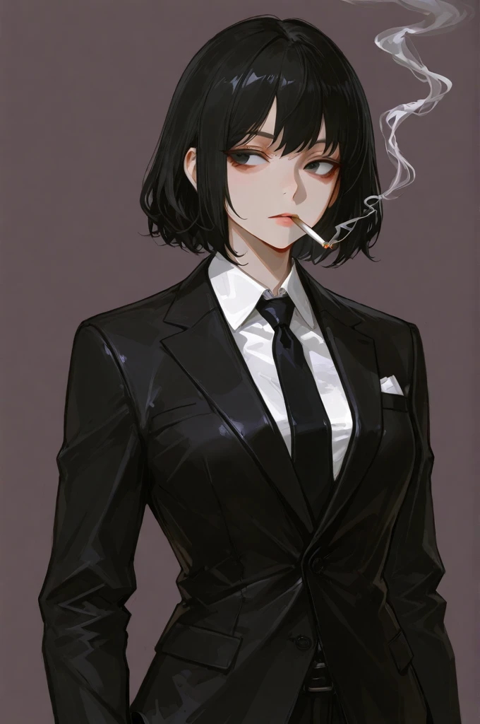 (masterpiece:1.5, best quality), (1lady, solo, upper body:1.2), black hair,purple dip-dye hair , forehead , purple eyes, Swallowtail butterfly head, Shinobu Kocho from “Demon Slayer”, black lab coat, a laboratory in the background, sit down on the chair, looking at the camera, white dress shirt, button-up shirt ,all buttons fastened, button on the neck fastened ,skinny body, short height,close cloth, ,nsfw,(ecstasy:1.3) ,(slut:1.2),(vulgarity:1.3),(fucked silly:1.1),(steam:1.1),(wet:0.8),(trembling:0.8),(tears:0.7) ,(drooling:0.6),(sweat:0.8), open mouth.