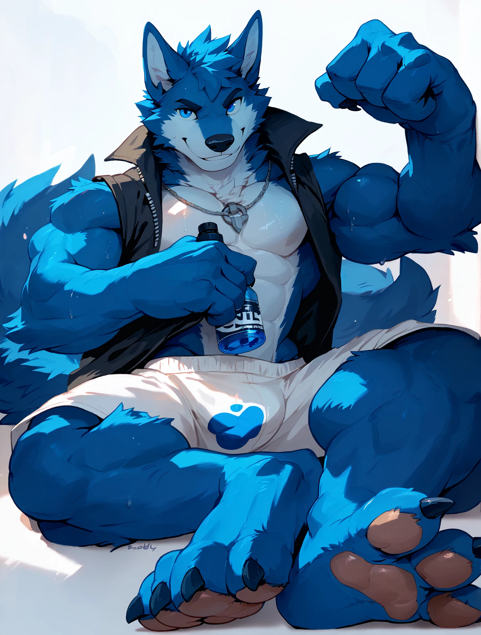 ((Ultra High Quality)), ((masterpiece)), ((Ultra detailed)), ((4k)).

, Anthro , Wolf , Handsome Abthro Wolf  , Light Blue Wolf , Light Blue Fur , Black Short Hair , Black Beard , Tiger Stripe , Handsone , Good Looking , Green Eyes ,(Eyes Details), Middle Ages , Huge Pecs , Bodybuilder Fat , big belly , Bulge  , Pose Gaming , Dark Blue Hoodies , Dark Blue Shirt , Hold Controller , Sunglasses , Headphone Neck , Black Gloves , Anal , anal sex , Anal gay ,  messy cum , cum in ass , cum in mouth , Cock in ass
