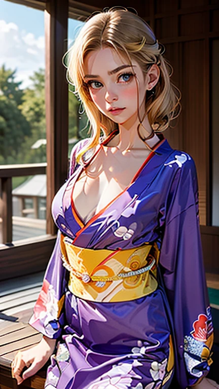 real image、8k、Temari、masterpiece, disorganizedな , (intricate details), (colorful),cinematic lighting,Highly detailed CG Unity 8K wallpaper,Temari\(bolt\), 1 girl, mature woman,blue kimono,  sitting, outdoor, (Fallen leaves:1.3), autumn leaves, (autumn), sunlight, maple, parted lips,Wind,  view viewer, Temari\(bolt\)、((big breasts)), (cleavage), clavicle,((tsun costume)), blonde、fascinating look, looking at the viewer, Konoha Village, outdoor, daytime, (full body shot), (Extremely detailed, beautiful detailed face, masterpiece, beautiful detailed eyes, highest quality), huge breasts, ((魅惑的な笑face)), 超High resolution,4k,Super detailed, photo shoot, 8K, HDR, High resolution, (disorganized:1.2), kodak portrait 400, film grain, blurred background, (Bokeh:1.2), Lens flare, (lively_color:1.2),professional photos, (beautiful_face:1.5), ,(((cast 1.3))),(((Squeeze your elbows,My chest feels tight)))、lace bra