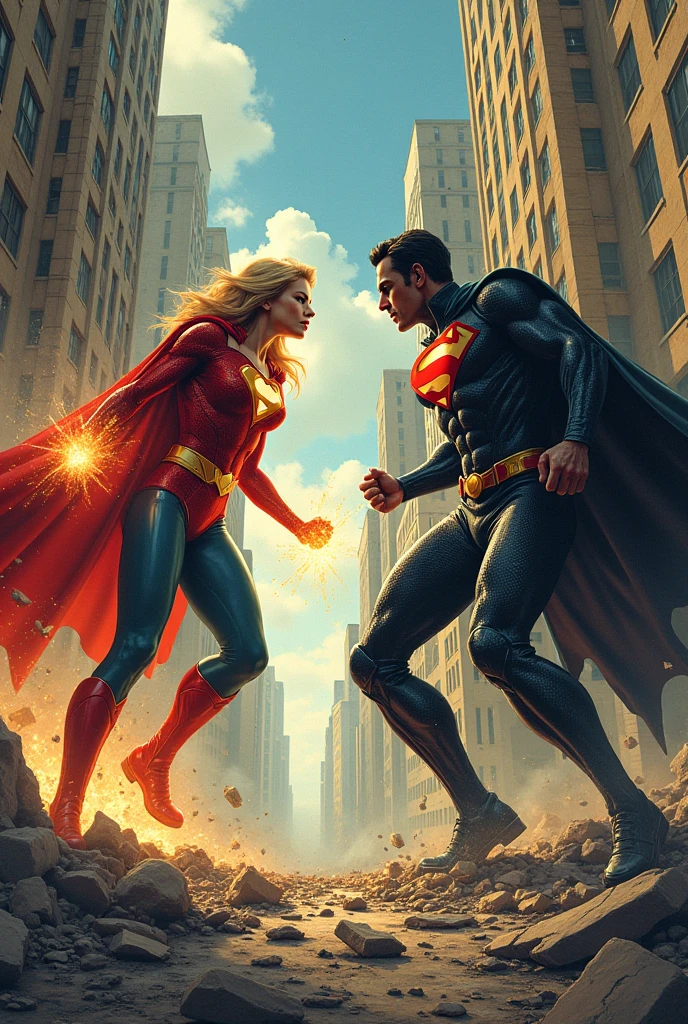 Brainiac minded control SuperMan fighting with Wonder girl