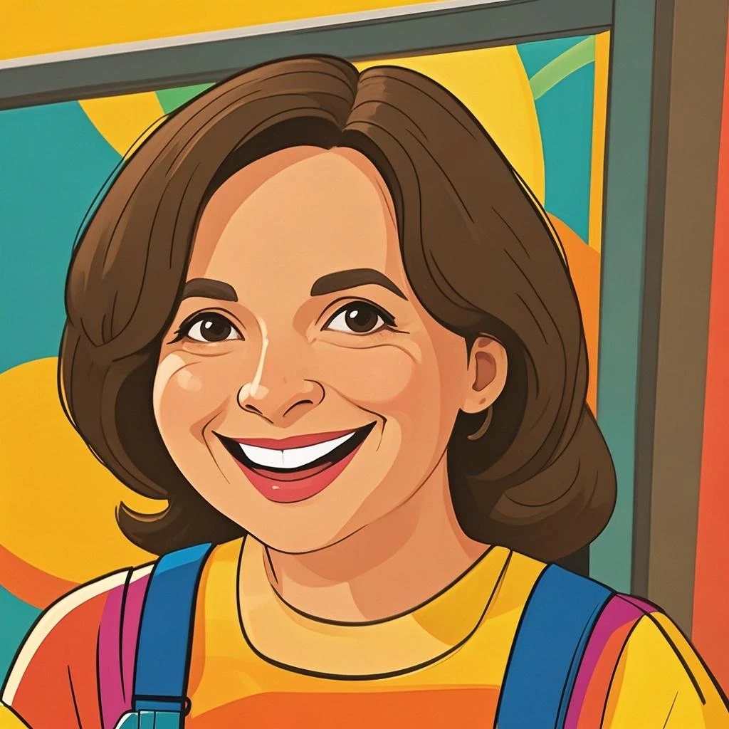Disney Pixar style woman, red shirt, inside a warehouse, high qualiy, best qualityer.