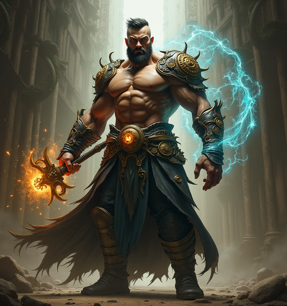 Create a dwarf ninja assassin who has lightning and thunder powers.