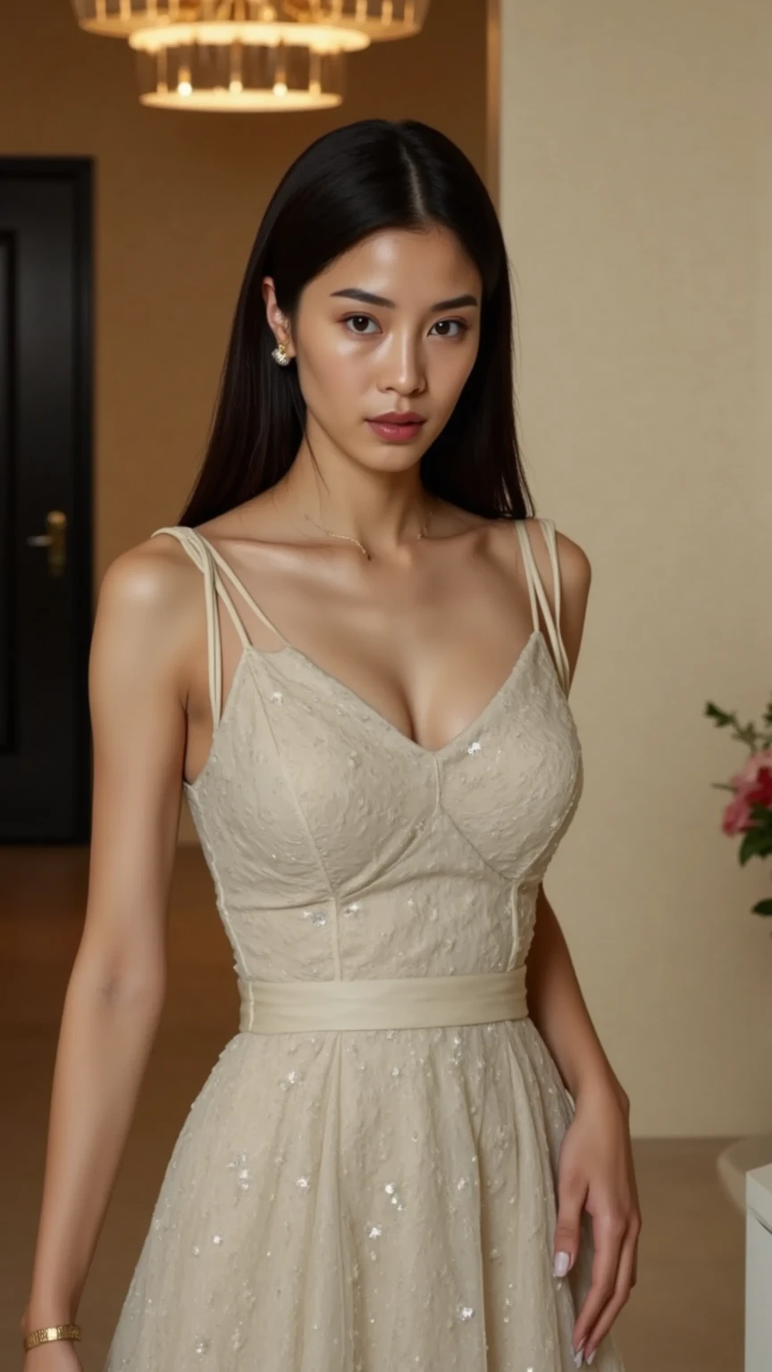 (realistic:1.3), finely detailed, quality, rembrandt lighting, (masterpiece:1.2), (photorealistic:1.2), (best quality), (detailed skin:1.3), (intricate details), dramatic, ray tracing, 1girl, japanese girl, 21 years old, detailed skin texture, (blush:0.5), (goosebumps:0.5), subsurface scattering, smiling, medium breasts, updo hair, bangs, hair between eyes, jewelry, edgpdress, wearing a edgpdress, formal, office lady, pencil skirt, skirt suit, wearing a pencil dress, (lace overlay:1.1), sitting on chair, (bright sunny day, office, desk, writing materials, window), <lora:edgPencilDress_MINI:1>