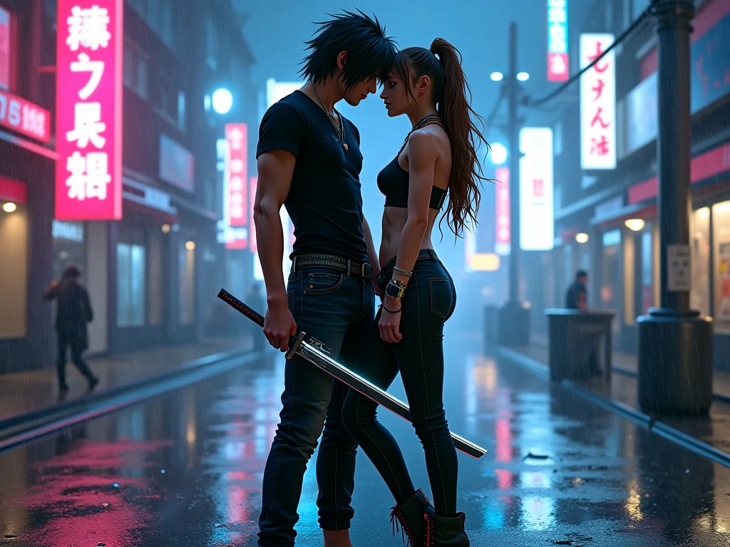 realistic art, there are (woman with large round breast wearing black luxury bra) and her (((handsome muscular short hair masculine alpha male boyfriend))) in a indonesian school uniform hugging in the rain, ((wet messy shirt show black bra under shirt)), wet skirt, pretty girl at school field, raining, thai girl, raining award winning photo, school girl, at evening, wet from rain, rainy wet, beautifull , hand behind head, masterpiece, best quality:1.2),,(8k,highres,RAW photo,realistic,photo-realistic:1.3),(detailed skin texture,detailed cloth texture,beautiful detailed face:1.25),professional lighting,photon mapping,beautiful soft light,radiosity,physically-based rendering,raytracing, model shoot style, model shoot style, (extremely detailed CG unity 8k wallpaper), full shot body photo of the most beautiful artwork in the world, ((nsfw)), (((black bra under wet shirt))), ((cannon camera)), ((professional photoshoot))