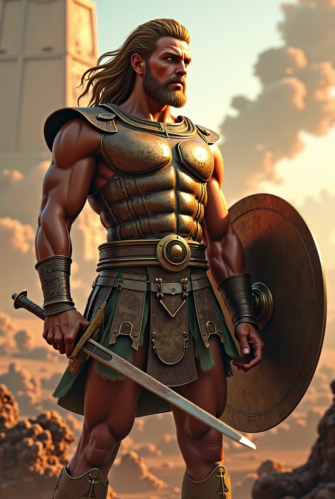 ((best qualityer)), ((work of art)), (detailded), greek mithology, They can, wearing a hard hat, symbolizing his role as a god of war.
- Holding a spear, your main weapon in battle.
- Carrying a shield, famously adorned with the head of Medusa.
- Dressed in armor, representing his warrior aspect.
- Often depicted with an owl, symbolizing wisdom.
- Funny posture, mas forte, reflecting his dual role as god of war and wisdom. standing on a rock.