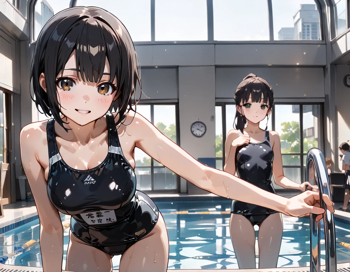 ((Highest quality)), ((masterpiece)), (detailed),Perfect Face,Strong light,With front light,A group of teenage girls with small breasts and elementary school children are completely naked in a sauna, taking off their swimsuits and kneeling, stretching their backs, spreading their legs, and showing the camera a close-up of their crotches.,