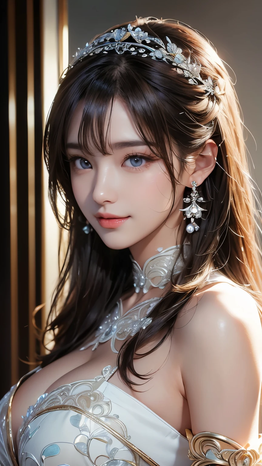 (masterpiece, best quality, extremely detailed 8k, ultra hd, ultra-detailed, highly detailed, highly realistic, ultra-realistic, photo realistic), (1girl:1.5), (detailed realistic skin), (realistic big breasts), (pink lipstick), slender abs,