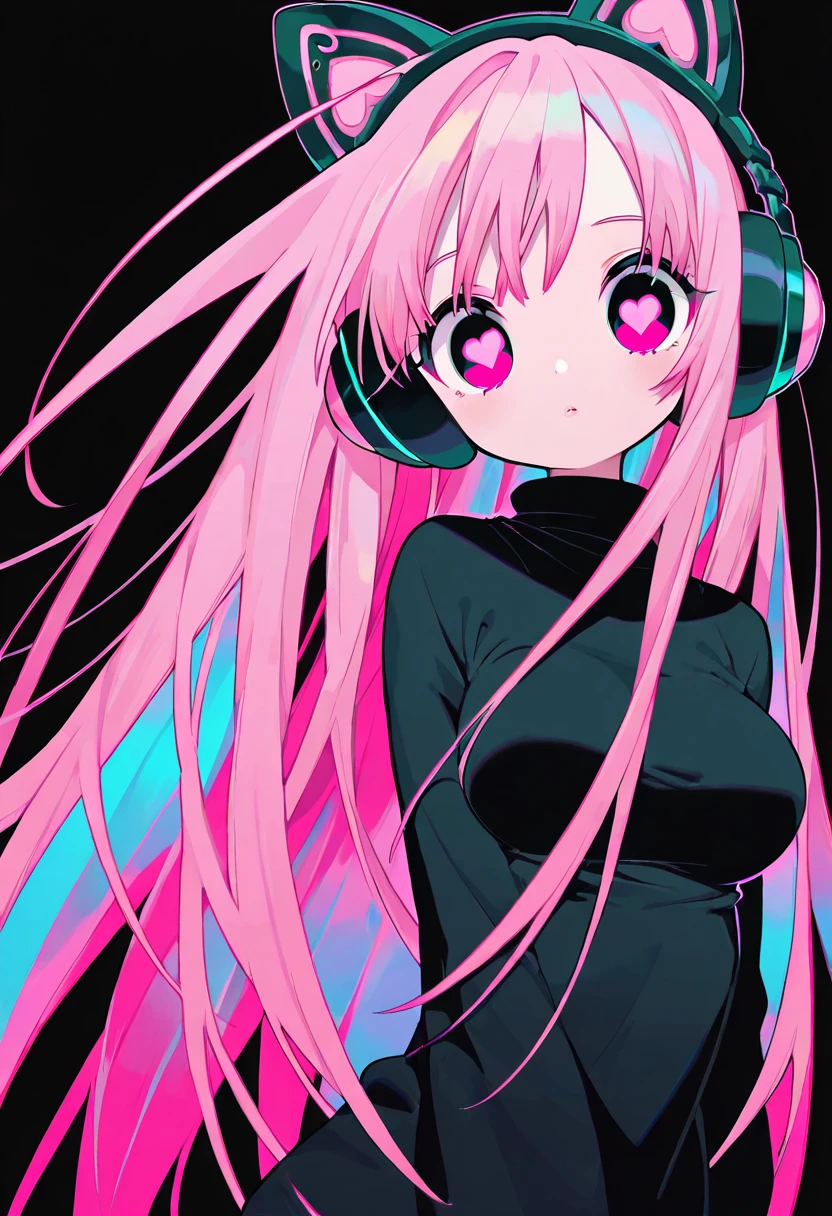 twin tails、white clothes、sneakers、cute、smile、cross-eyed、white long t-shirt、Octopus foot、tentacle、🐙、headphones🎧、pink hair、twin tails、blunt bangs、white hood、(high quality), (masterpiece), (be familiar with), 8K, surreal depiction of the future (1 girl 1.2), サイバネティックなタコのtentacleに絡み合った日本のキャラクター、A dynamic fusion of organic and technical elements is captured in this visually stunning composition Green Eye、