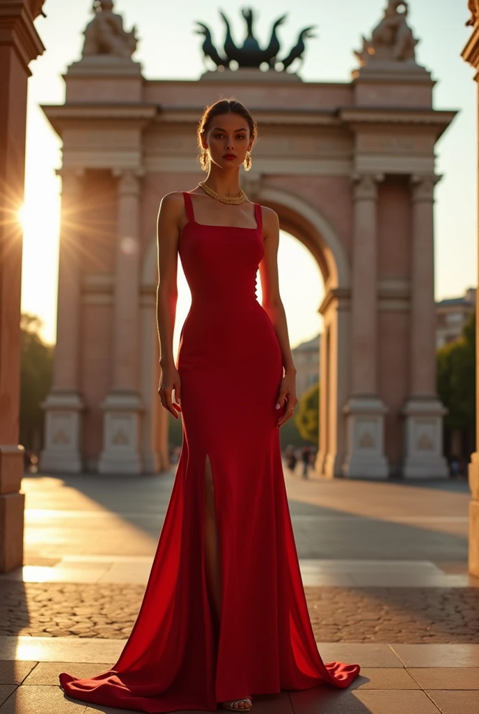 a woman in a Red dress posing for a picture, a photorealistic painting of Lisa Nankivil, Trends in CG society, photorealism, amaranth, Red dress, better known as amaranth, wearing Red dress, in a Red dress, sexy Red dress, wearing a Red dress, elegant Red dress, young beautiful amaranth