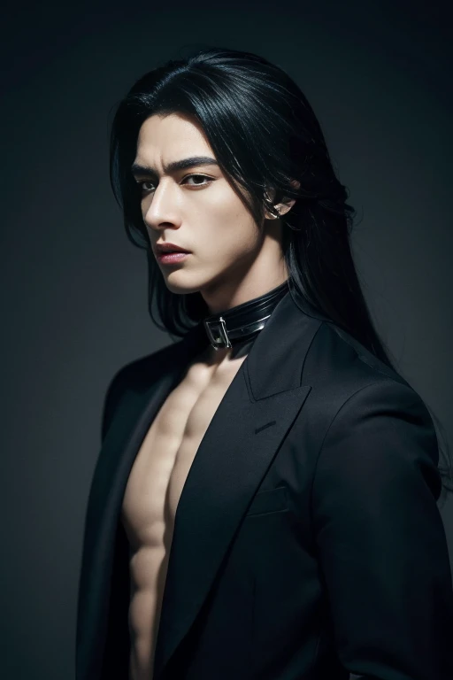 1,boy,Black Hair,Black Shirt,Realistic,Super detailed,Dark Room,Gothic,Longer Hair,20-year-old