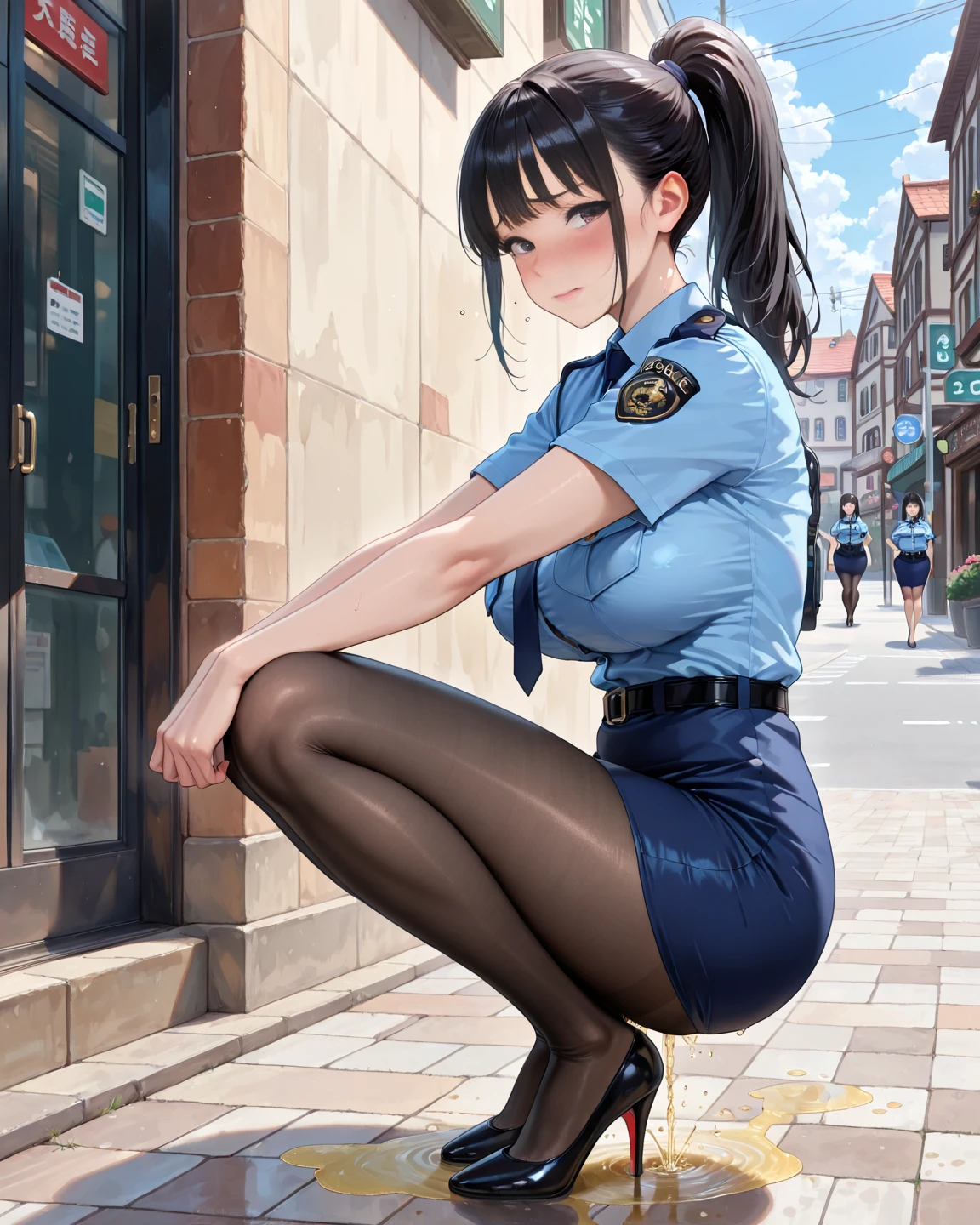 girl, Sweat, vapor, Medium chest, shy, fine hands, looking at the viewer, sexy look