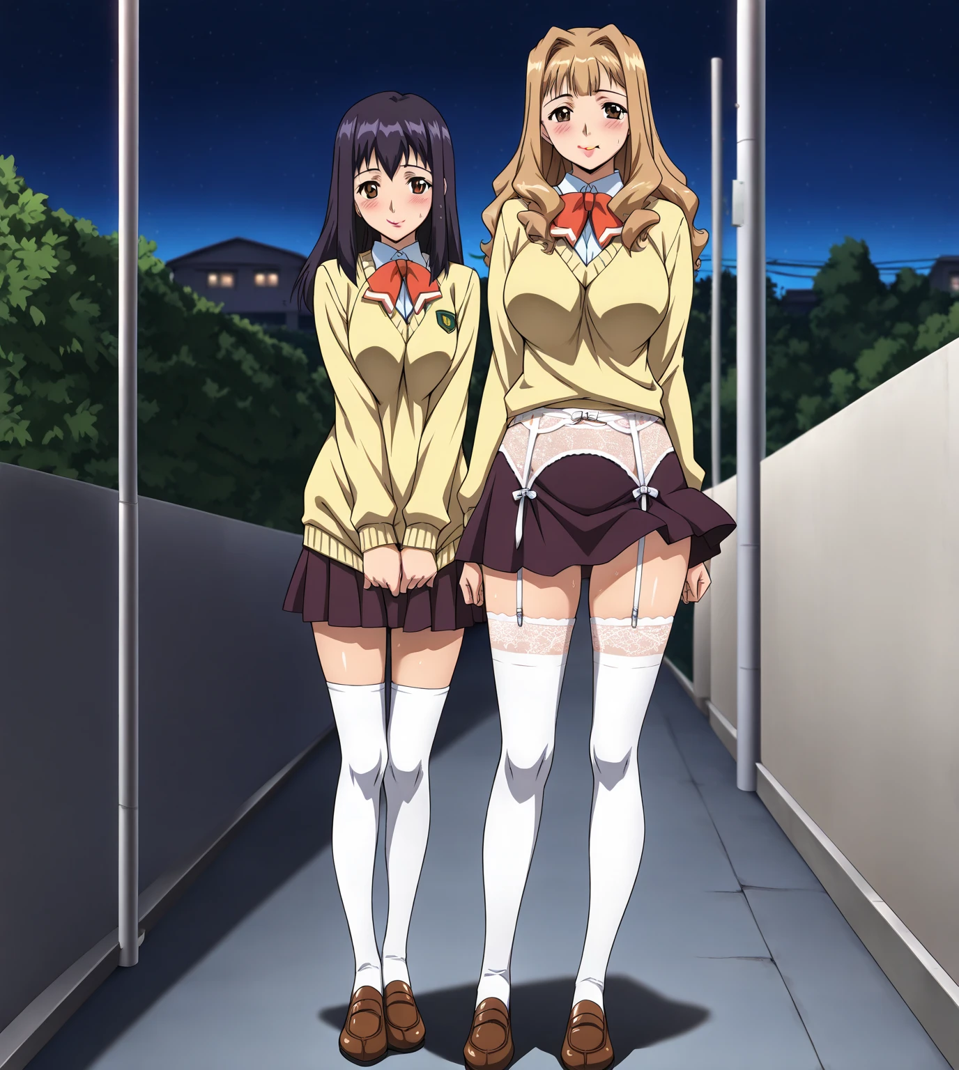 Mahirsha, Mahiru Shiina, blonde hair, (brown eyes:1.7), long hair, (smile)、(big breasts)、(spread your legs), break ブレザー, bow, bowtie, collar, collared shirt, Jacket, Plaid, Plaid skirt, pleated skirt, red bow, red bowtie, school uniform, shirt, shoes, skirt, white lace panties、break looking at viewer, whole body, break indoors, classroom, break (masterpiece:1.2), highest quality, High resolution, unity 8k wallpaper, (shape:0.8), (beautiful and detailed eyes:1.6), highly detailed face, perfect lighting, Very detailed CG, (perfect hands, perfect anatomy),