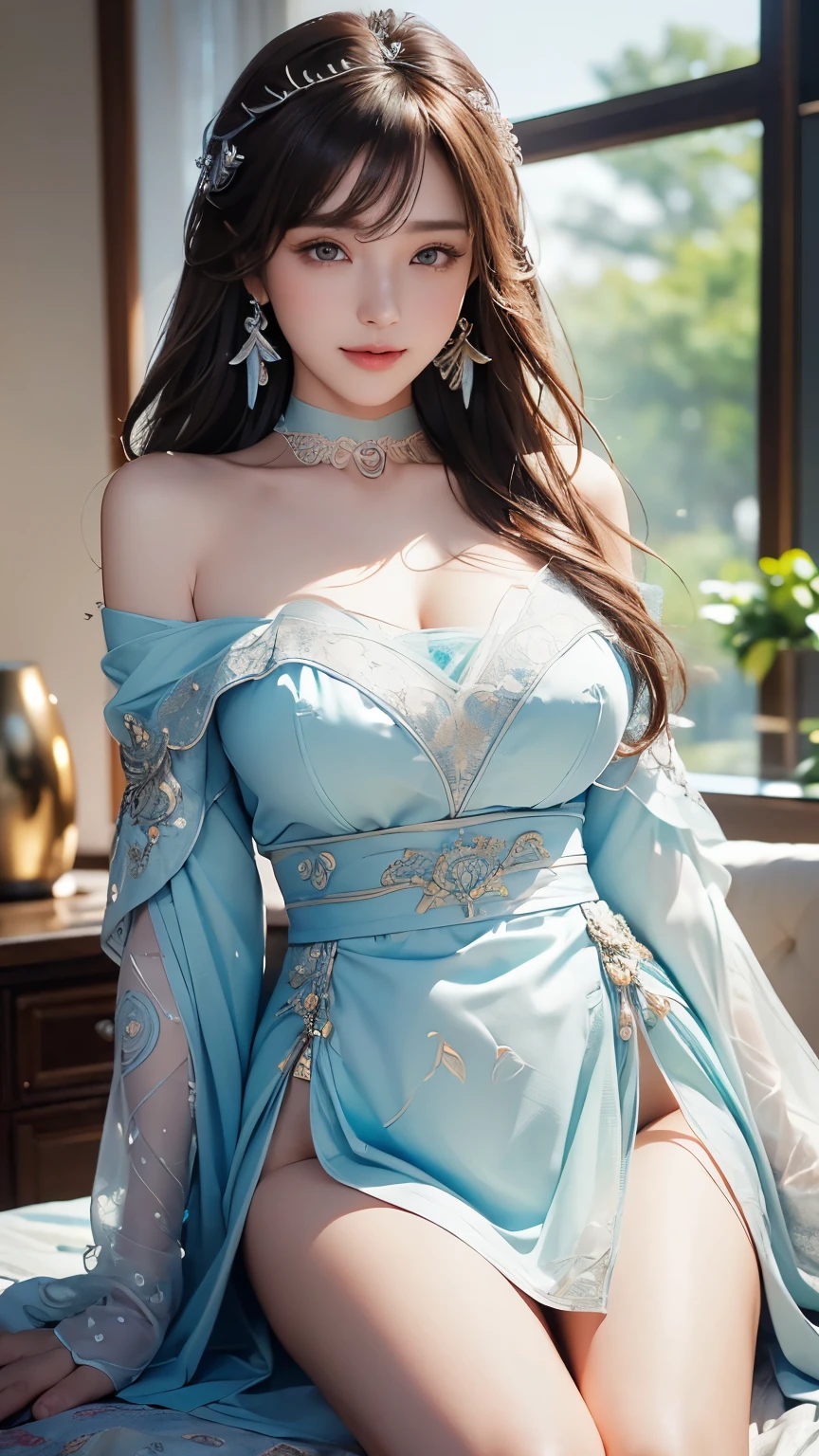 "A mesmerizing 'Palace' with intricate details, majestic architecture, and an enchanting ambiance, embellished in shades of blue."