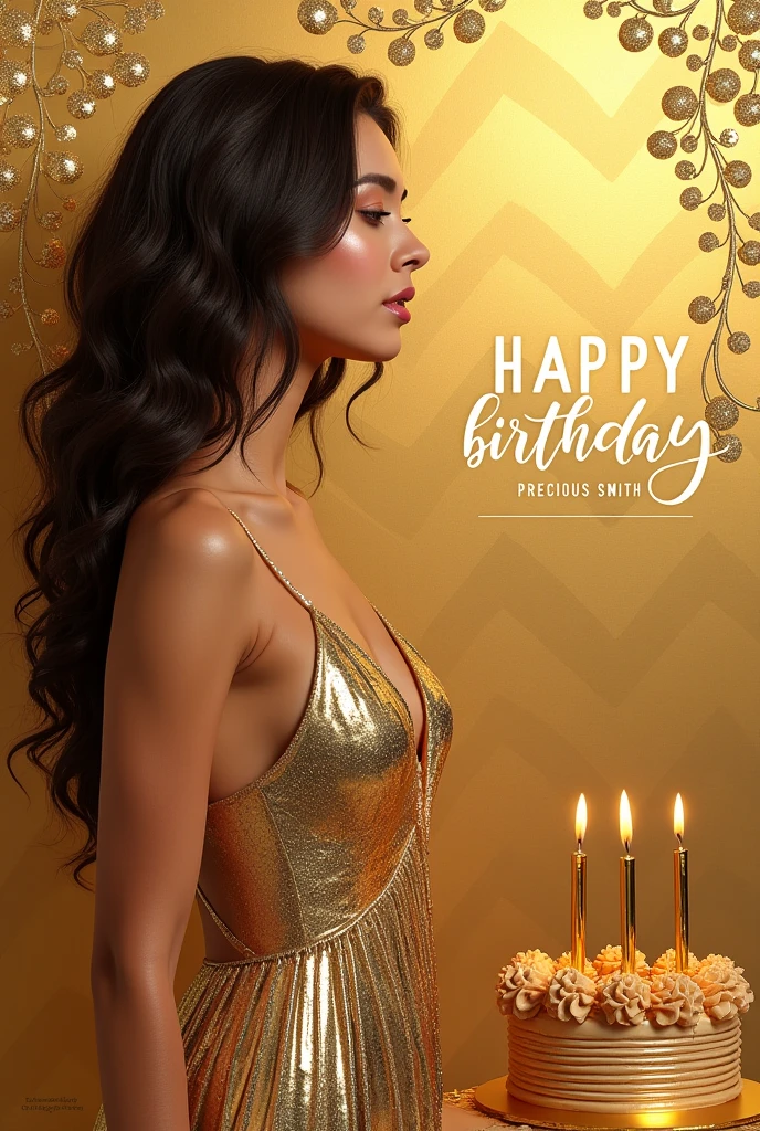 A birthday image of a naked girl from behind with a cake that says Santiago
