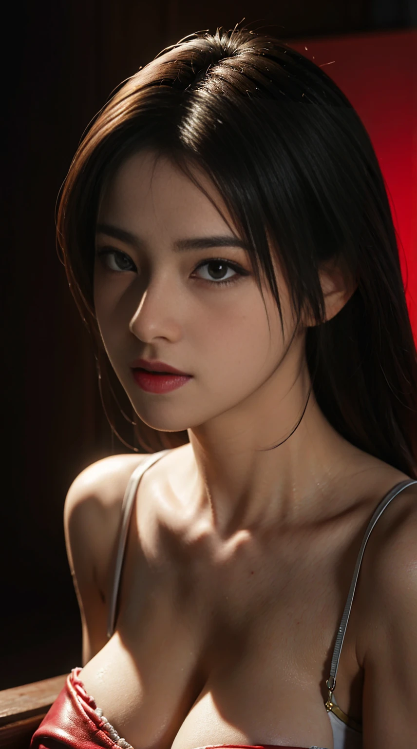 ((RAW photo, Best quality, Masterpiece :1.3)), a beautiful woman, black dress, film grain, dim light, night, dark dramatic, in the dark, deep shadow, Dark Aesthetic, Nostalgia core, Backlight, moody lighting, ominous, haunting, gloomy, sinister, shadowy, harrowing, realistic, Ambient Occlusion, shot on a Canon EOS R5, 50mm lens, F/2.8, HDR, DSLR, (cinematic lighting), (dramatic lighting), (sharp focus), (intricate)