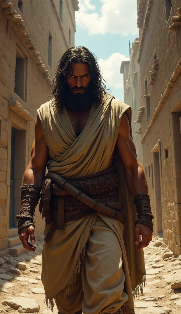 Lazarus, a man dressed in tattered robes, emerges slowly from the ancient tomb, his eyes gleaming with newfound life. The sun casts long shadows on the dusty ground as he takes his first steps out into the world, leaving the cold, dark confines of the tomb behind him.
With a heavy, labored breath, Lazarus looks around, taking in the unfamiliar sights and sounds of the land. The wind whispers softly in his ears, and the warm sunlight caresses his weathered face. Behind him, the tomb is silent, its entrance sealed once more, trapping the past within its crumbling walls.
As Lazarus continues to walk, he