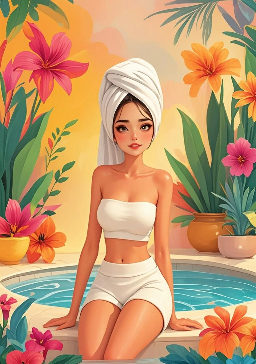 (Africana tomando banho no lago bandana vermelha