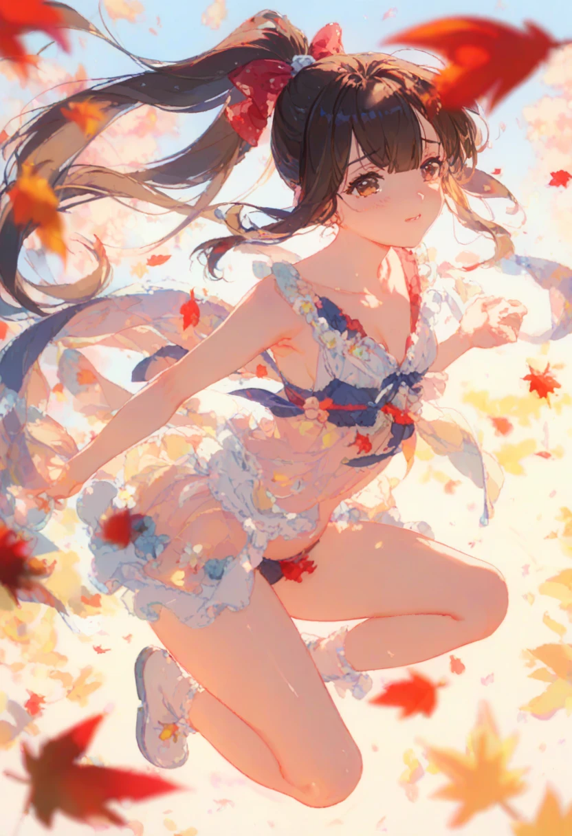 Nsfw、No clothes、nude、(girl:1.5),race,ribbon,(masterpiece, side light, Beautiful detailed gray eyes: 1.2), Medium chest, realistic, shining eyes,shiny hair,black hair,long long hair, Glossy skin, alone, embarrassing,exquisite,beautifully,garden,flowers,flying petals, barefoot, Cherry Blossom, cinematic light, cinematic composition, rich expression、smile