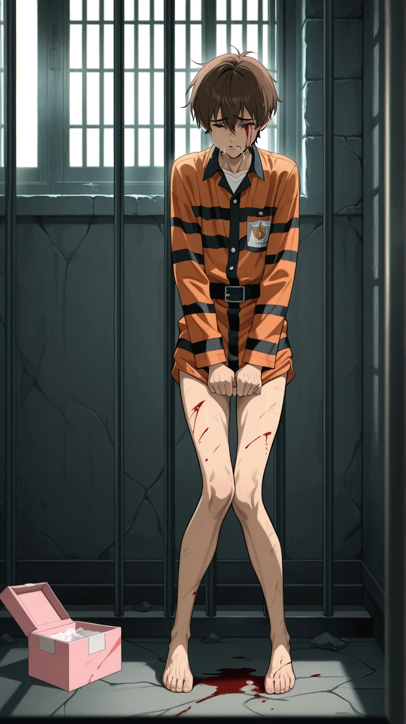 Masterpiece , best quality , Masterpiece , best quality , 1 woman , bulge , Pink ponytail , be unconscious , black bikini , abdomen , big breasts , Long legs , Barefoot , Lie down on the floor. , spread your legs , chain lock handle , prison