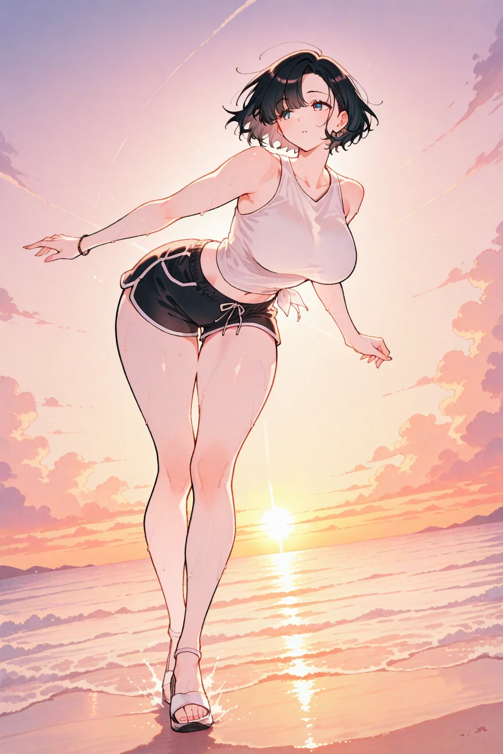 score_9, score_8_up, score_7_up, 1girl,,two_side_up,solo,large_breasts,highres,nicole_demara,1girl,hair_ribbon,crop_top,looking_at_viewer, full_body,looking at viewer,,masterpiece,best quality,absurdres,newest,higher