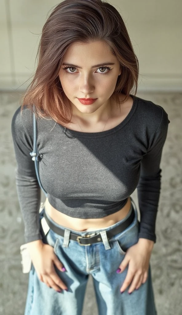 25-year-old Caucasian French girl with shoulder-length messy hair pink, Captured in the best quality, this illustration serves as a 4K wallpaper,