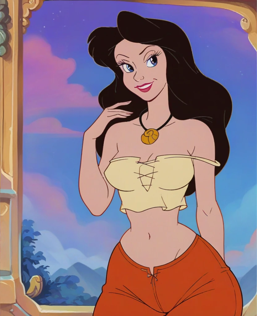 Jovem de 25 anos, 1 meter 60 cm and 76 kg. Dark brown, wavy, medium-sized hair, down to the shoulders. Medium breast size and large thighs. Technical work in occupational safety. Mulher de pele clara . Estilo pixar