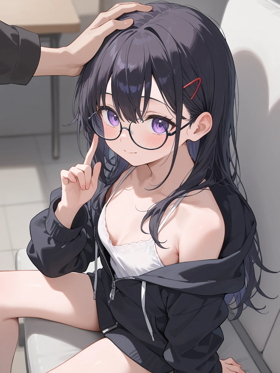 nsfw glasses realistic virginal blood deflower lost virgin pubic hair sobbing tears nude flat chest clenched teeth small nipples little girl loli socks petite black hair long hair menstruation period [vaginal:skin:0.5],[urethral orifice:skin:0.5], 