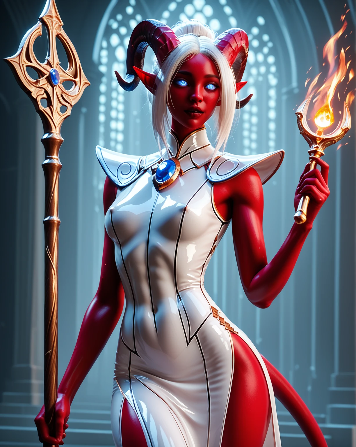 a fantasy epic illustration (Julie Bell style: 1.5)) of a drow elf thief holding a large diamond in a vault, a female drow elf thief, (dark grey skin: 1.5), black and color, full body, (small pointy ears), dynamic hair color, dynamic hair style, ultra detailed face, wearing white leather leotard, white leather pants, busty, small cleavage, high heel boots, she is happy for reaching her goal, success, holding a large sized (red diamond: 1.3), brilliant diamond, many facets, many colors diamond, fantasy safe vault background, torchlight, vibrant, Ultra-high resolution, High Contrast, (masterpiece:1.5), highest quality, Best aesthetics), best details, best quality, highres, 16k, [ultra detailed], masterpiece, best quality, (extremely detailed) RAW, (ultra details, Masterpiece, best quality)