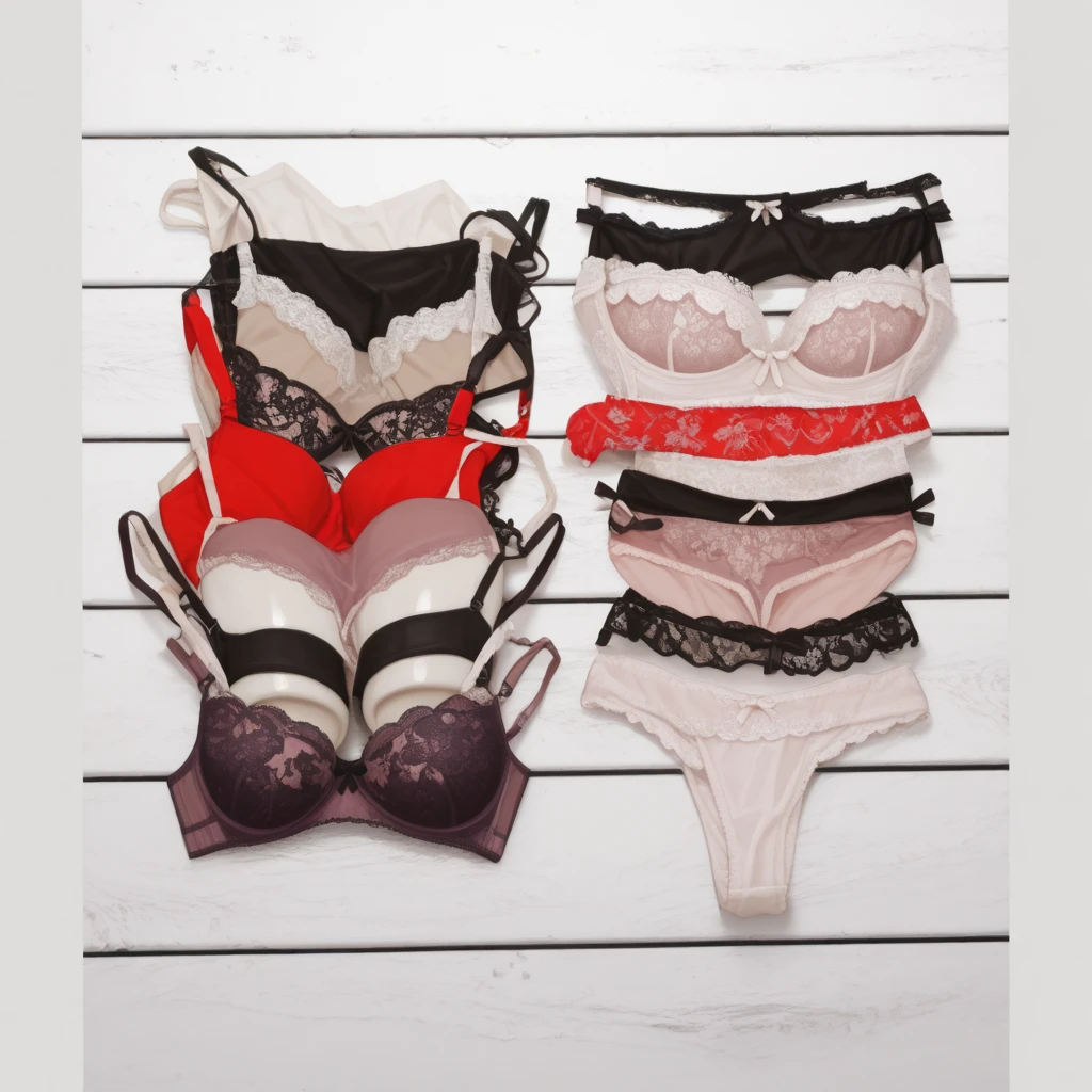 (The most beautiful young Japan women in the world:1.2)、brown, Slightly disheveled hair and side-wavy short-cut hair：1.4，1 persona and red black and white lace bra:1.2、Magenta and red and black and white lace panties:1.2、Medium、The best smile、​masterpiece、top-quality，Great skin，Great hands，The background is a hotel room，